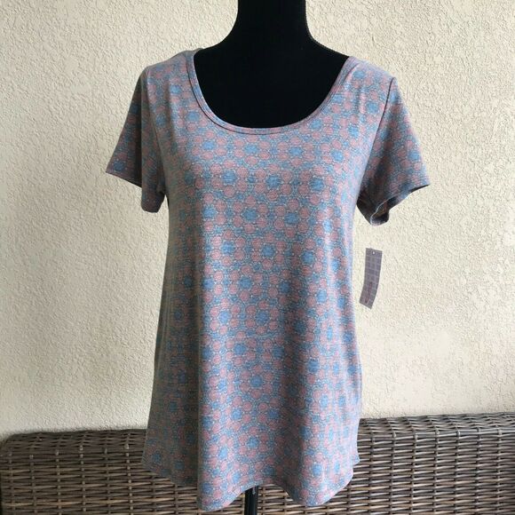 LuLaRoe Womens Top Size Small Classic T Geometric Hexagon Print Faded Look NEW - Picture 6 of 7